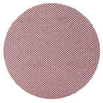 Close-up of a circular sanding disc made from Mirka Abranet, showcasing its mesh material designed for dust-free sanding. The disc is used for sanding wood, metal, and other surfaces with minimal clogging.