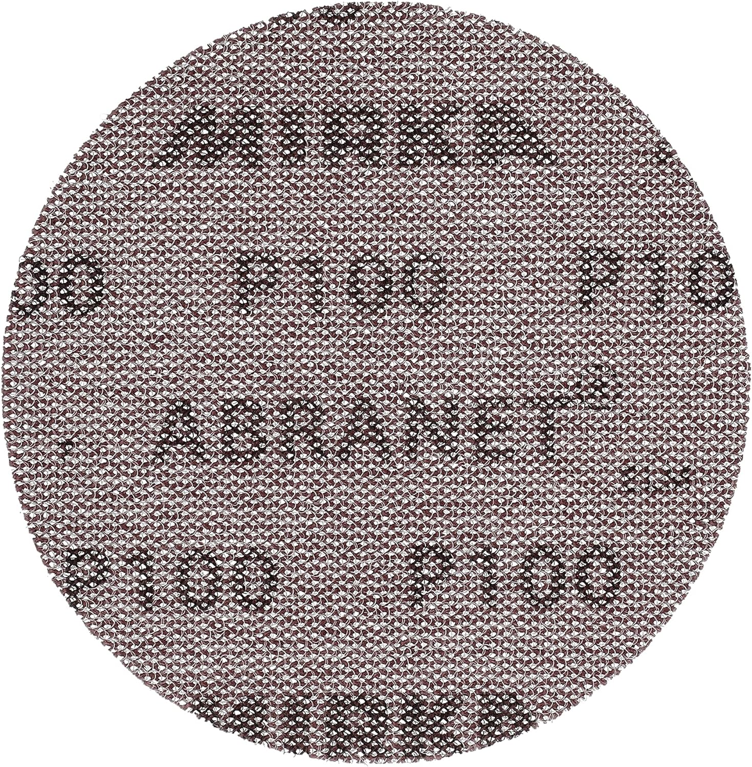 Close-up of a Mirka Abranet sanding disc, labeled with 'P100' indicating the grit size, showcasing the mesh structure designed for dust-free sanding.