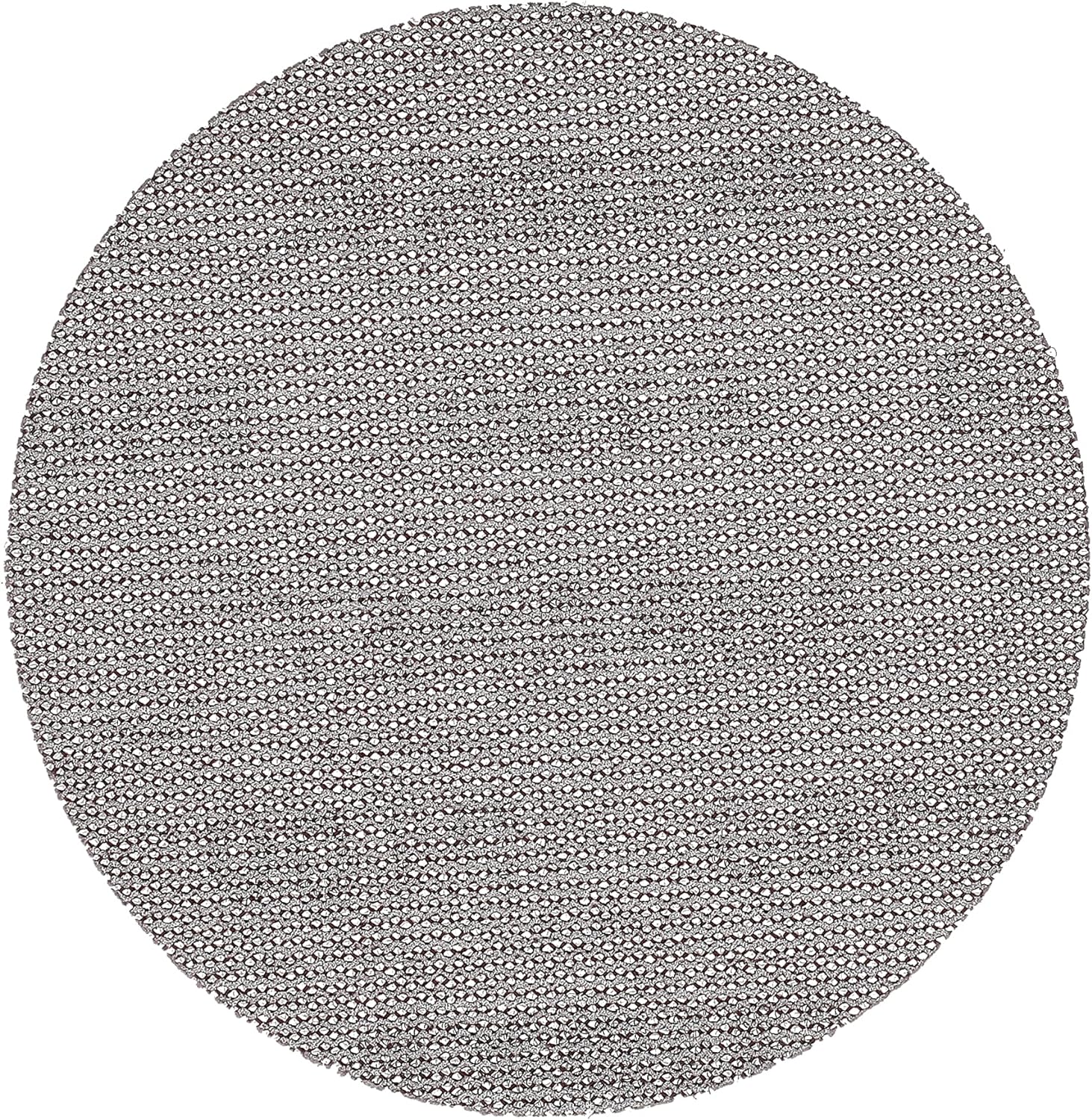 Close-up of the back of a Mirka Abranet sanding disc, labeled with 'P100' indicating the grit size, showcasing the mesh structure designed for dust-free sanding.