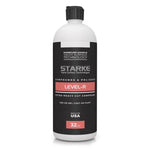 A 32oz bottle of Starke Yacht Surface Technologies' Level-R Extra-Heavy Cut Compound, designed to remove 600-800 sand scratches. The product can be used on gel-coat or paint, easily removing heavy oxidation without silicones, utilizing advanced diminishing abrasive technology.