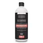A 32oz bottle of Starke Yacht Surface Technologies Restructure, a heavy cut compound. This product is designed to remove 800-1000 grit sand scratches and can be used on both gel-coat and paint surfaces. It contains diminishing abrasives, allowing the product to transition into a fine polish.