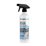 Bottle of Xanigo Marine Mold & Mildew Stain Remover, featuring a spray nozzle and labeled as 'Fast Acting & Effective.' The product is designed to remove stains from boats and other marine surfaces, as shown in the before-and-after images on the label.