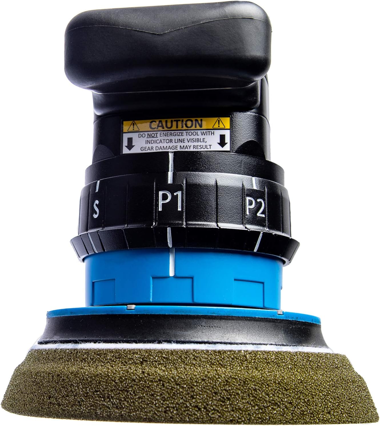 LC Power Tools orbital polisher with a dual-action function, featuring adjustable speed controls and a soft foam pad. Ideal for polishing marine surfaces such as gel coat and paint.