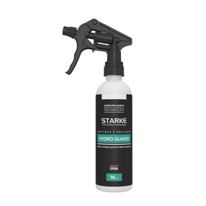 Starke Hydro Guard, a water-based quartz spray sealant for marine surfaces, providing protection and a glossy finish, in a 16oz bottle with a spray nozzle.