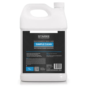 A 128oz bottle of Starke Yacht Surface Technology's Simple Clean, a multi-purpose cleaner designed for use on all substrates. The product is formulated to remove black streaks and stains, with a ready-to-use formula.