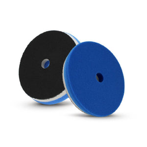 Dual-sided blue and black foam polishing pad with a white trim, designed for polishing and finishing surfaces.