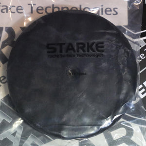 A Starke Double Sided Quick-Connect Black Foam Finishing Pad with a hexagonal hole in the center, designed for use with polishing machines.
